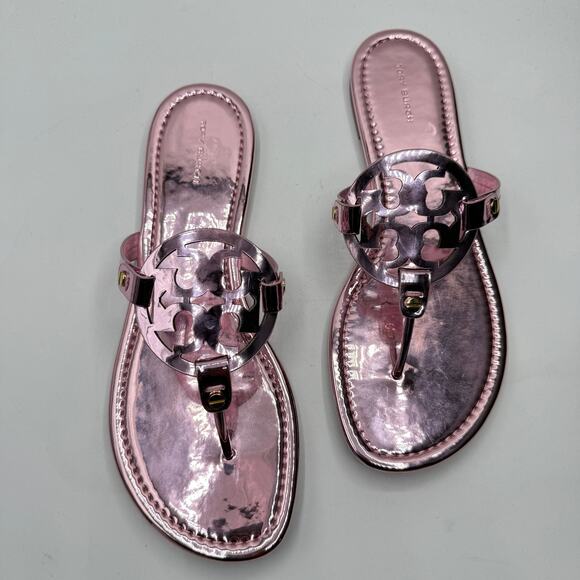 Tory Burch Miller Mirrored Metallic Flats Petunia Size 10 - Picture 4 of 9